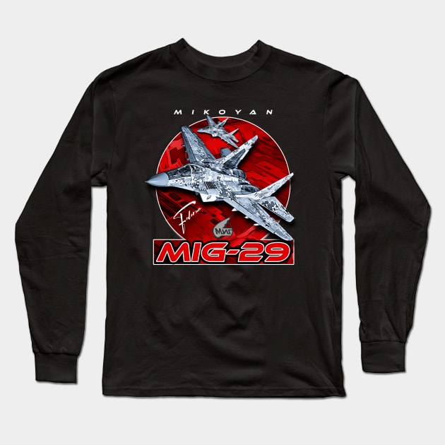 MIG-29 Soviet Union  Air Superiority Jet Fighter Long Sleeve T-Shirt by aeroloversclothing